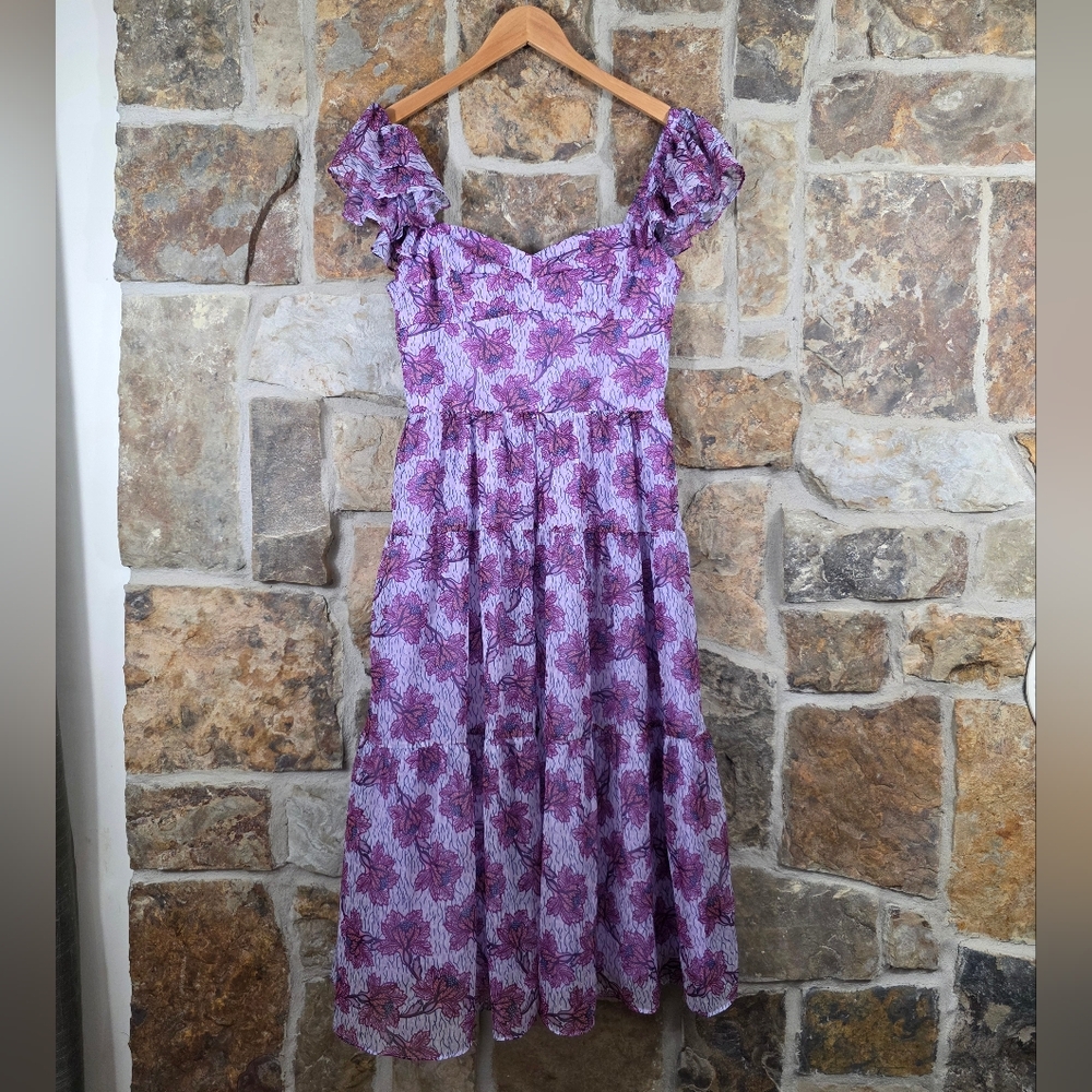 NEW Amanda Uprichard Francia Floral Dress In Porsena - Picture 2 of 8